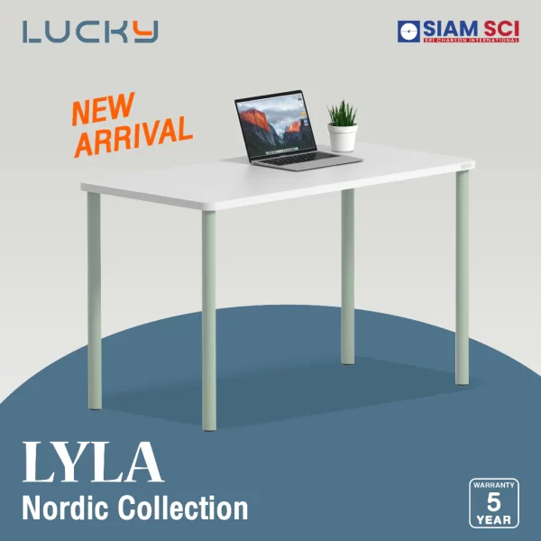 LUCKY โต๊ะทำงาน ขาเขียว LYLA Nordic Collection